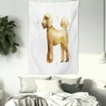 thumbnail image 3 of Poodle Tapestry, Cartoon Style of a Poodle Side Shot Standing on 4 Feet, Wall Hanging for Bedroom Living Room Dorm Decor, 40W X 60L Inches, Pastel Brown Umber Dark Yellow White, by Ambesonne, 3 of 5