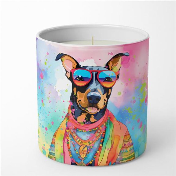 10 oz Unisex Doberman Pinscher Hippie Dawg Decorative Soy Candle