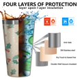 thumbnail image 3 of 16oz Tumblers Beige Christmas Holly Pattern Stainless Steel Vacuum Insulated Double Wall Travel Tumbler Cups Mug with Lid and Straw,Cleaning Brush for Coffee,Tea, 3 of 4
