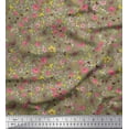 thumbnail image 1 of Soimoi Poly Georgette Tissu Feuilles, Papillon & Fleurs Imprimé Floral par Yard 52 Pouces de Large, 1 of 3