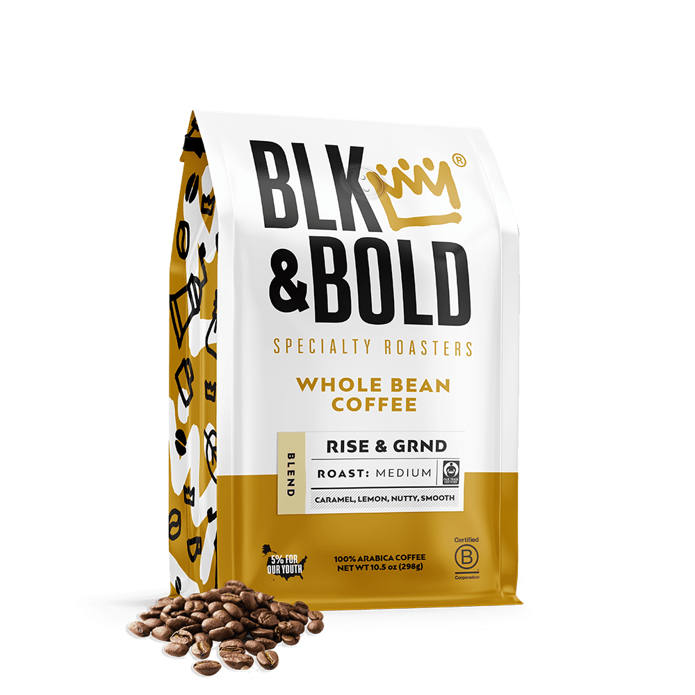 BLK & Bold Rise & GRND Blend, Medium Roast Whole Bean Coffee - 10.5 oz