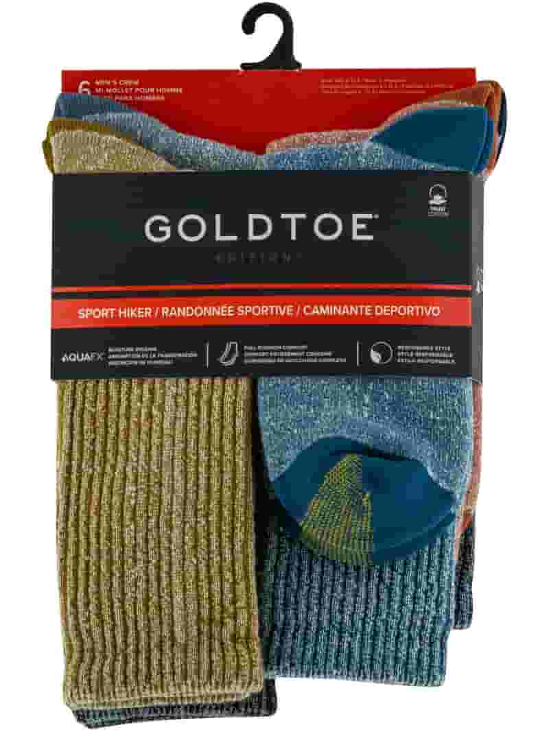 GOLDTOE Edition Mens Hiker Cushion Crew Socks, 6-Pack