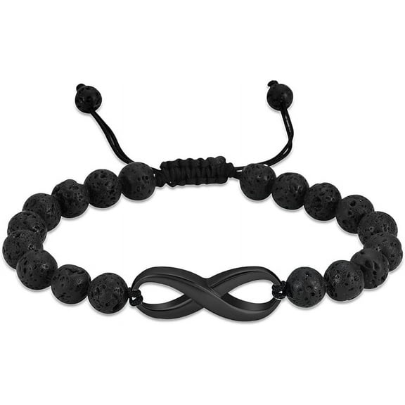 Infinity Cremation Urn Bracelet for Ashes - Stainless Steel Lava Stone Adjustable Memorial Bangle Loved Ones