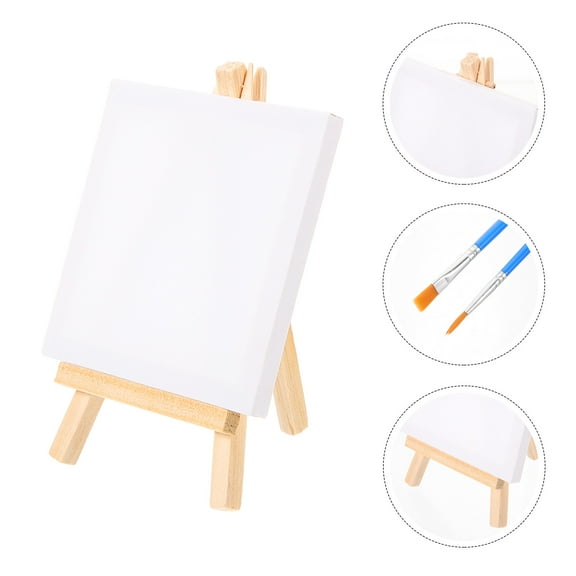 NIYANGLE 6 x Easel 1 Set Mini Easels White Wood Display Canvases Easel for Painting