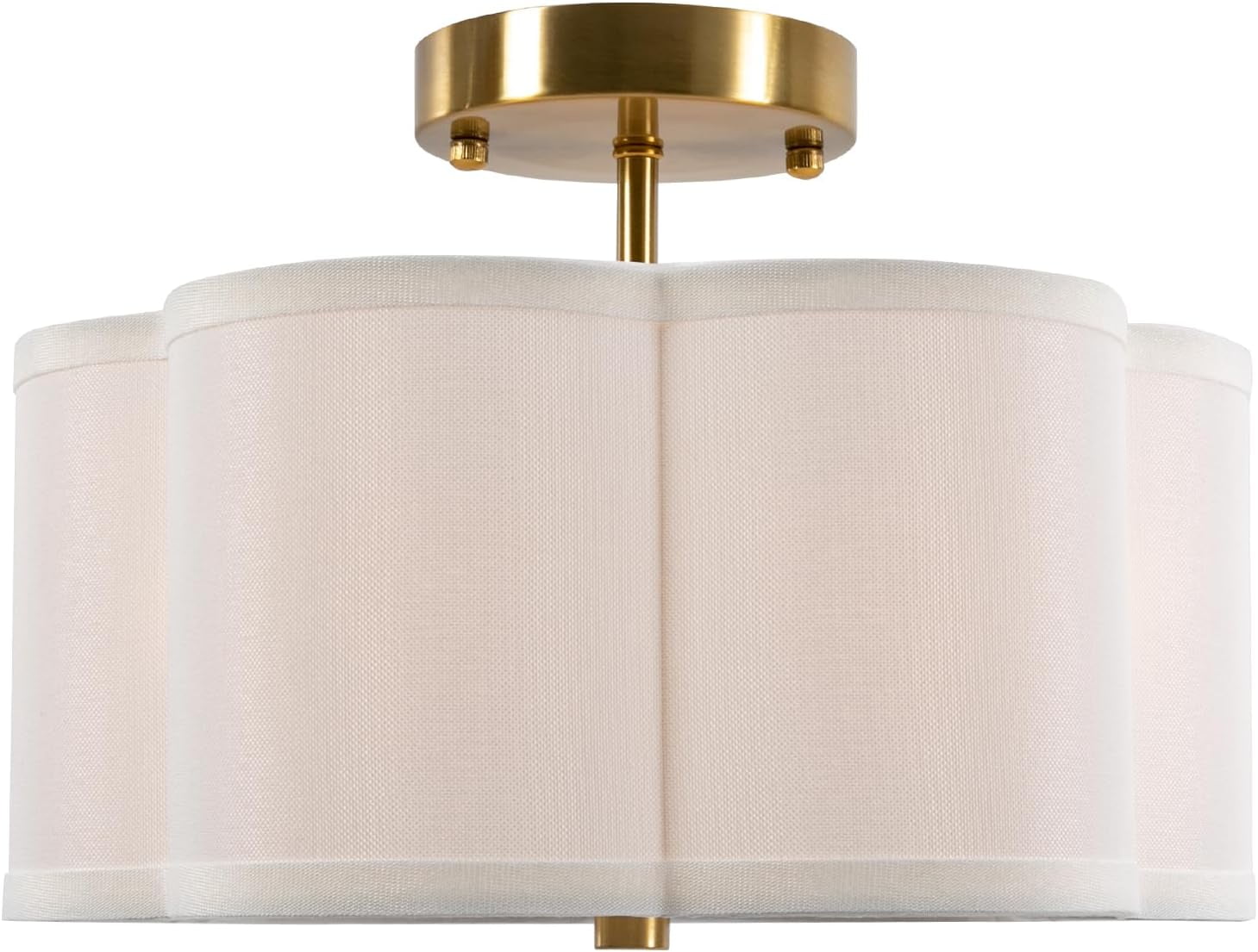 3-Light Semi Flush Mount Ceiling Light Fixture Modern Close to Ceiling Lamp with Fabric Shade Antique Brass Ceiling Light for Bedroom, Dining Room, Corridor, Living Room