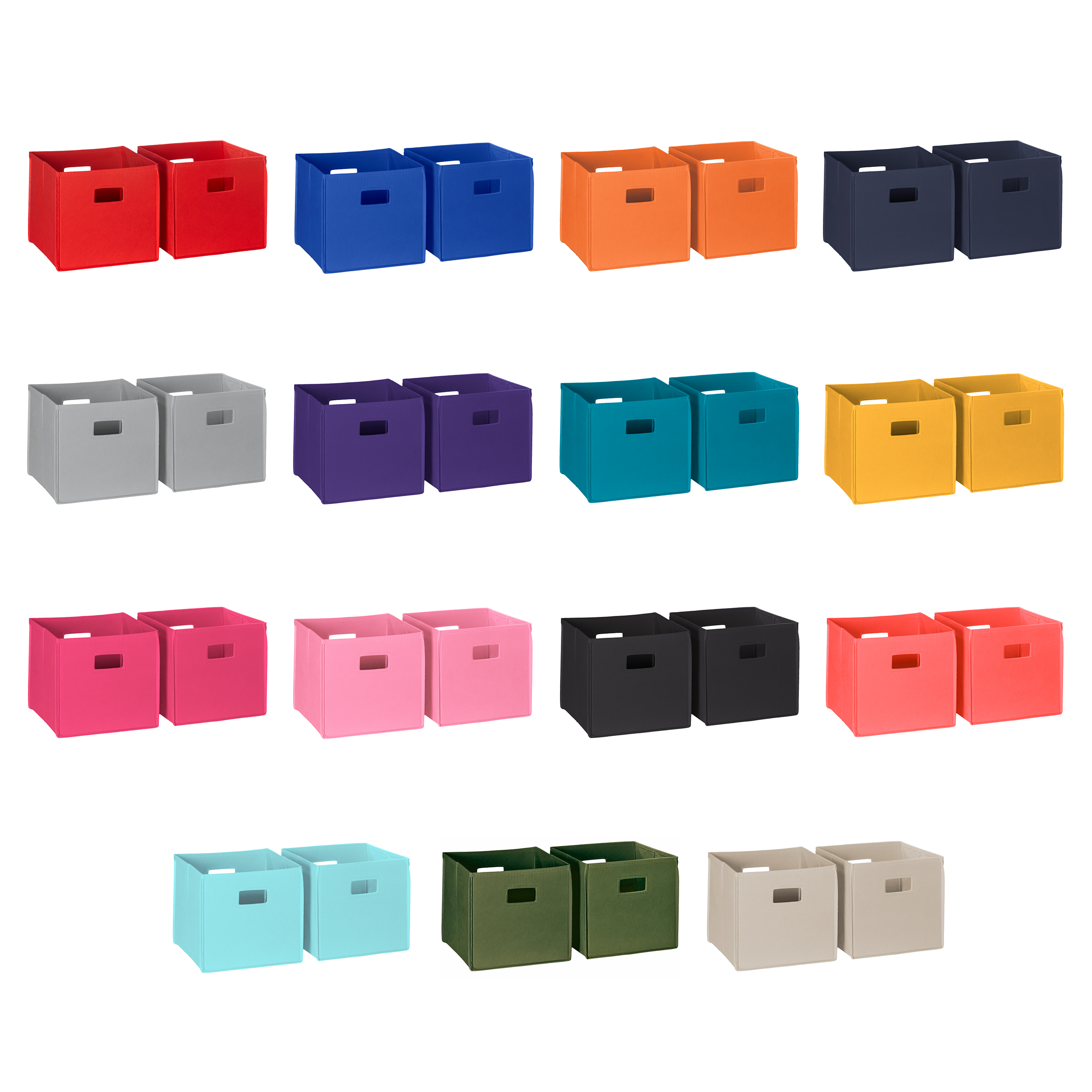 RiverRidge Home Folding Fabric Cube Storage Bin Set of 2 - Red - image 2 of 11