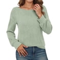 thumbnail image 2 of Ribbed Knit Sweatshirts for Women 2025 Long Sleeve Crewneck Plain Sweatshirt Pullover Tops Fall Winter Outfits, 2 of 6