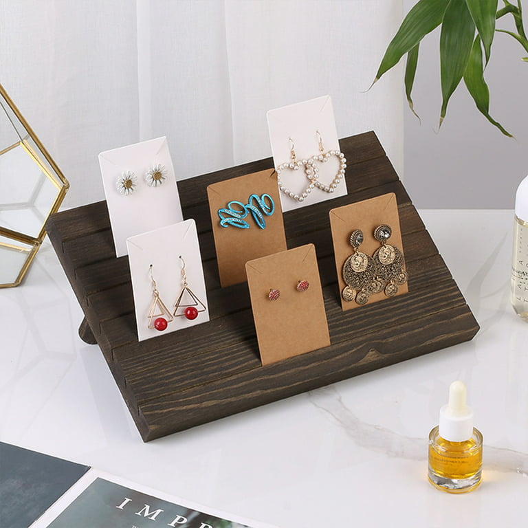 Wooden Earring Display Stand - Portable Wooden Earring Display Stand with 2  Removable Nails + 200 Earring Cards for Sale Earrings Jewelry Display  Business Card Holder Display 