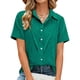 thumbnail image 4 of Camisas de Manga Larga para las Mujeres Suelto Ajuste Solapa Botón de Manga Corta Imitación Túnica de Lino, Camisas de Manga Larga para las Mujeres Bajo Scrubs Blusa Casual, 4 of 7
