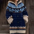 thumbnail image 2 of Luwomo Womens Cardigan Cardigan Cozy Knitted Hooded Long Sleeve Sweater Jacket Floral Print with Pockets Blouses Dark Blue,2XL, 2 of 4