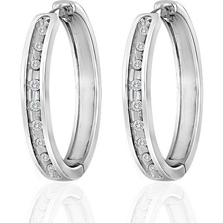 Brilliance Fine Jewelry 1/5 CTTW Diamond .925 Sterling Silver Hoop Earrings