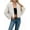 White, variant on Women'S Winter Coats Fleece Cropped Jacket Faux Fur Long Sleeve Pockets Warm Outerwear Fall Clothes Dark Khaki L