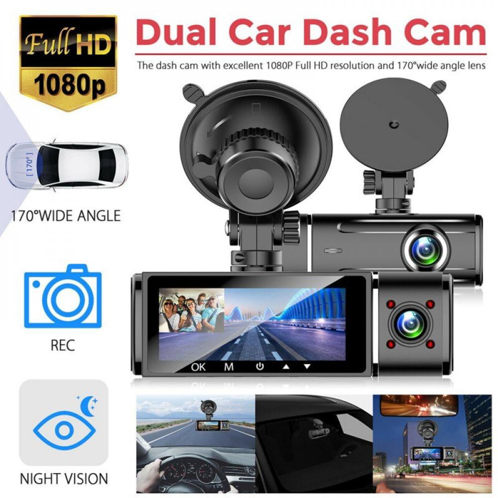 2X HD Dual Lens Vehicle Car Camera Video DVR Dash Cam G-Sensor 2.7" LCD Screen E 