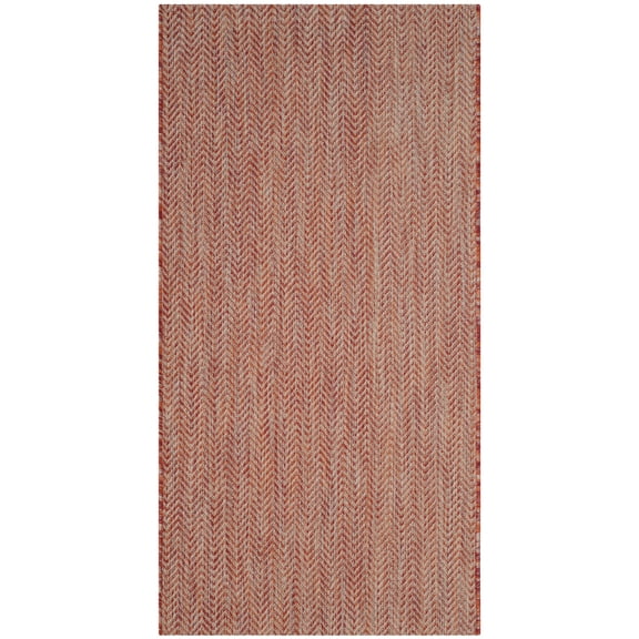 SAFAVIEH Courtyard Morven Chevron Stripes Indoor/Outdoor Area Rug, 2'7" x 5', Red/Beige