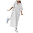 thumbnail image 1 of Kcodviy Robe Ample Décontractée Unie Ligne A Été Femmes T-Shirt à Manches Courtes Robe pour Dames Robe Chic Décontractée Robes pour Femmes Robes Décontractées Robes d'Été Décontractées, 1 of 4
