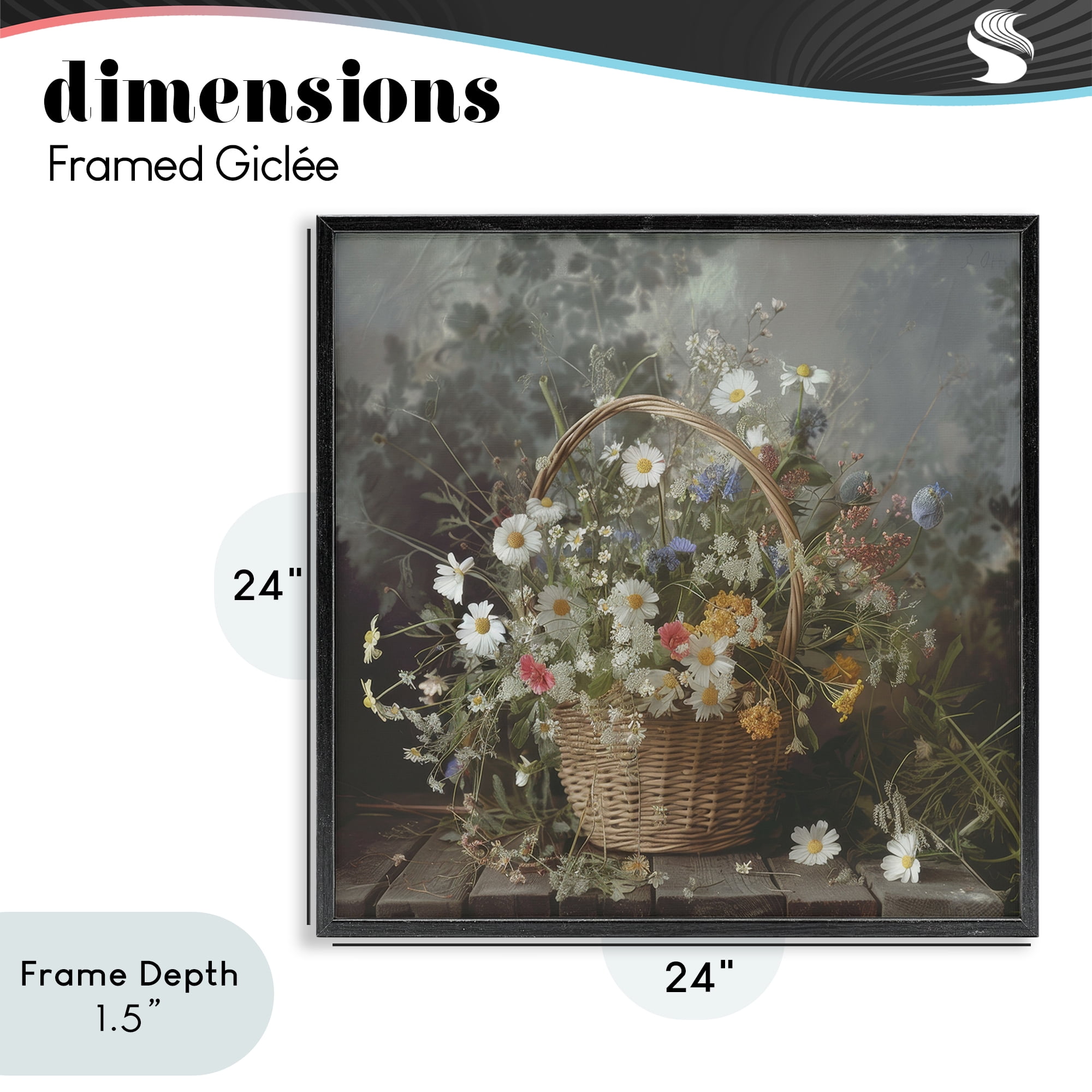 Stupell Industries Florals In A Basket Arrangement Black Framed Giclee Art, design by Lazar Studio