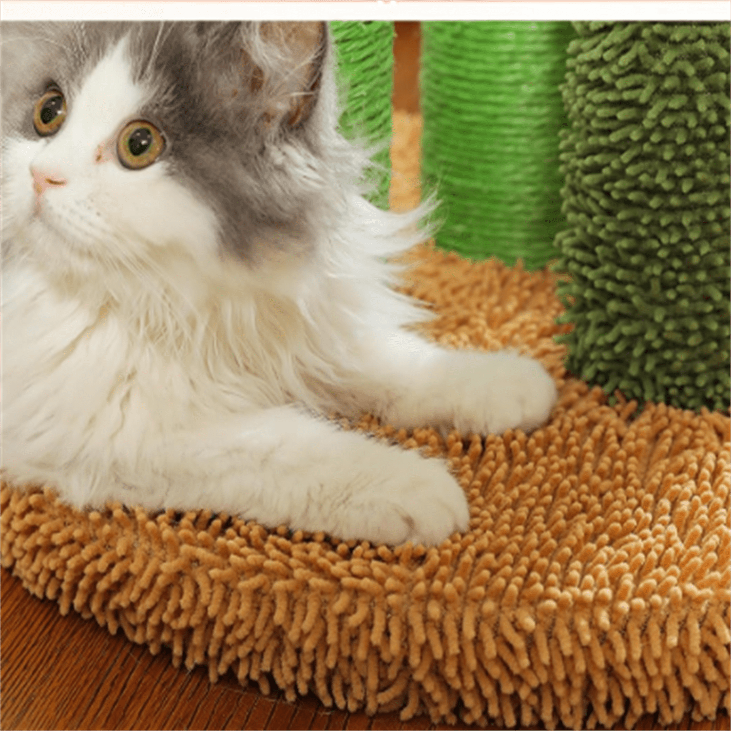 Scratching Post Cactus Cat Scratcher Featuring with 3 Scratching Poles and Interactive Dangling Ball - 35 Inches