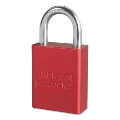 American Lock Aluminum Padlock, 1/4' dia, 1' x 3/4', Red, EA (045-A1105RED)