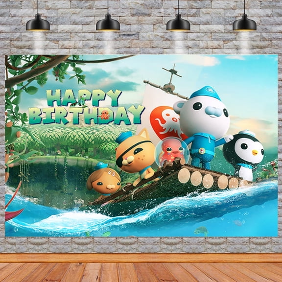 Octonauts Theme Birthday Flag Background Banner Children's Party Decoration supplies Photography Photo Prop ,70.8x43.3inch.