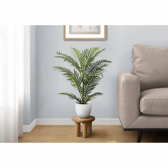 Artificial Plant, 28" Tall, Palm Tree, Indoor, Faux, Fake, Floor, Greenery, Potted, Real Touch, Decorative, Green Leaves, White Pot