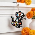 thumbnail image 3 of Anxinwu Day of the Dead Wooden Skeleton Cat Hanging Pendant - Colorful Carved Dia de los Muertos Ornament for Garden, Patio, Party, Outdoor Decor, 3 of 8