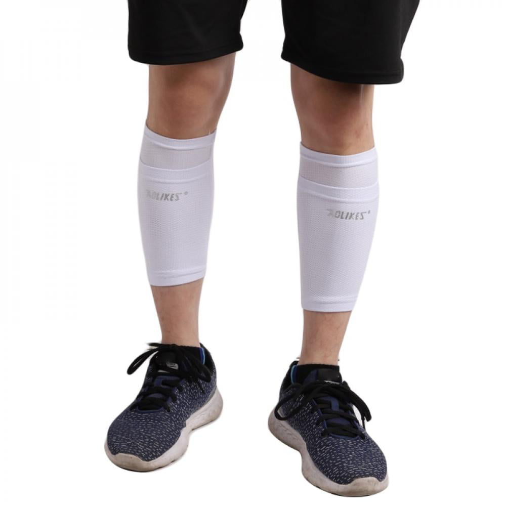 1Pair Men Soccer Football Shin Pads Holder Support Socks Guard Protector Sleeves 