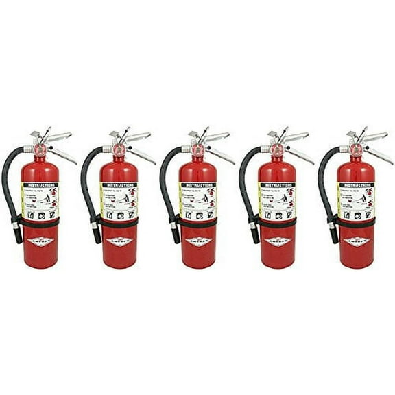 Amerex B500, 5lb ABC Dry Chemical Class A B C Fire Extinguisher (5, 7.25" W X 4.25" D X 15.25" H) Tagged Ready For Fire Inspections
