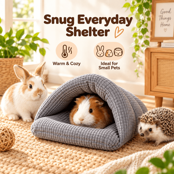 Small Pet Nest, Multi Color Checkered Slipper Style Hideaway for Guinea Pigs Ferrets Rabbits Semi Closed Bed PNNJI Gray 32x30x16cm