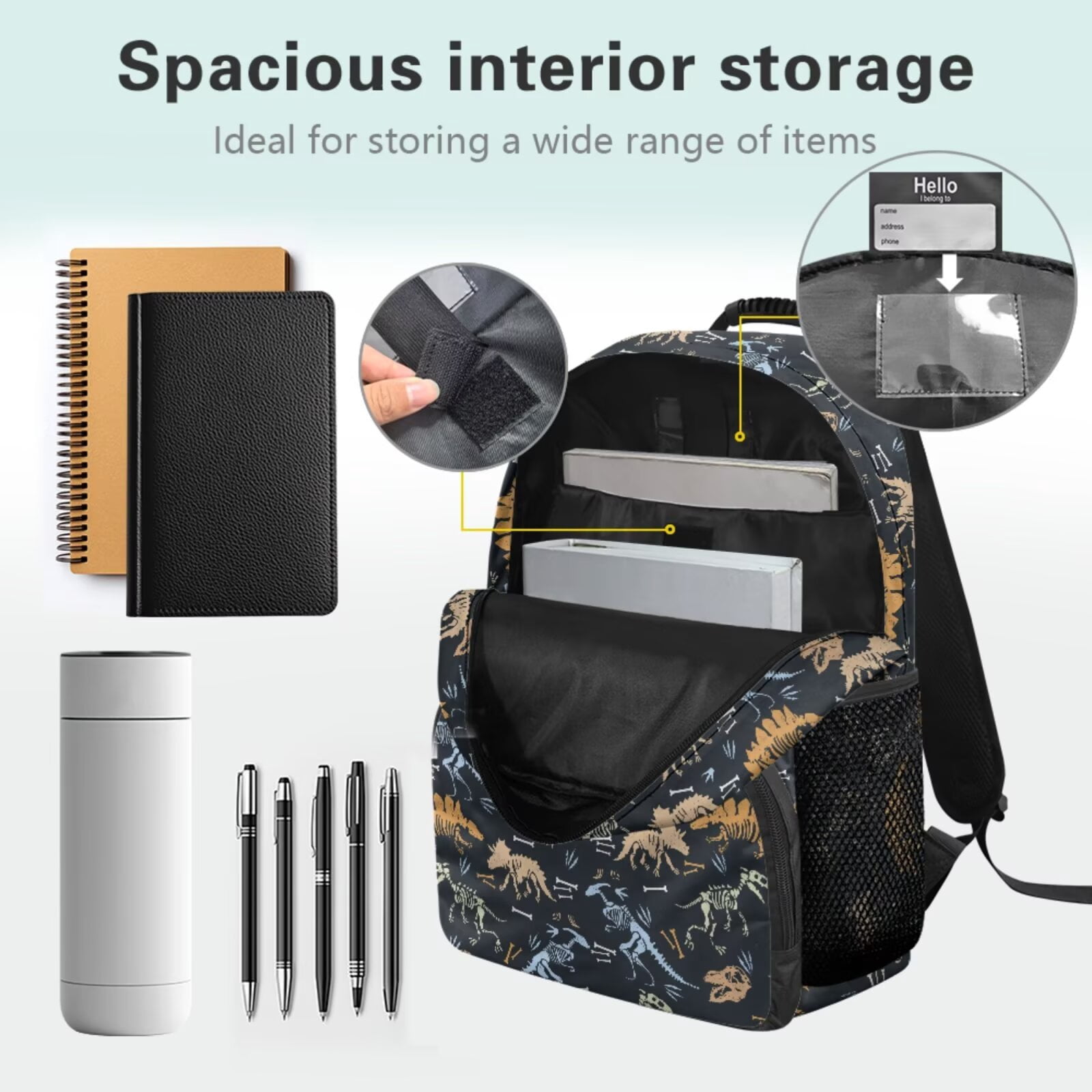 Pzuqiu Black Dragon Skeleton School Backpack Set for Girls 4 Pcs 17 Inch Back Pack with Insulated Lunch Box Pencil Case 2pcs Bookmark School Backpack Boy Rucksack Travel Bag