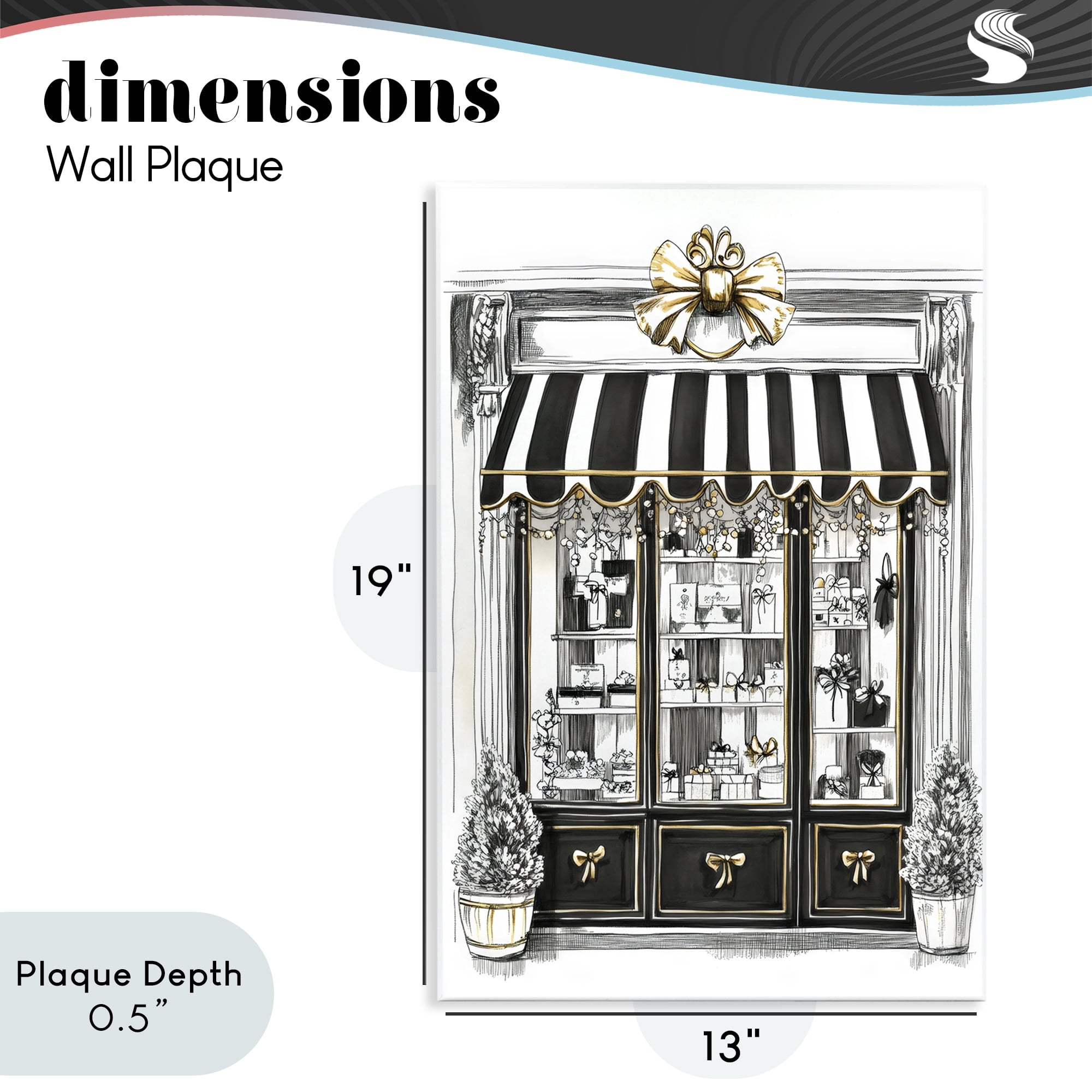 Stupell Industries Striped Paris Shop Facade Wall Plaque Art, design by Petal Prints Design