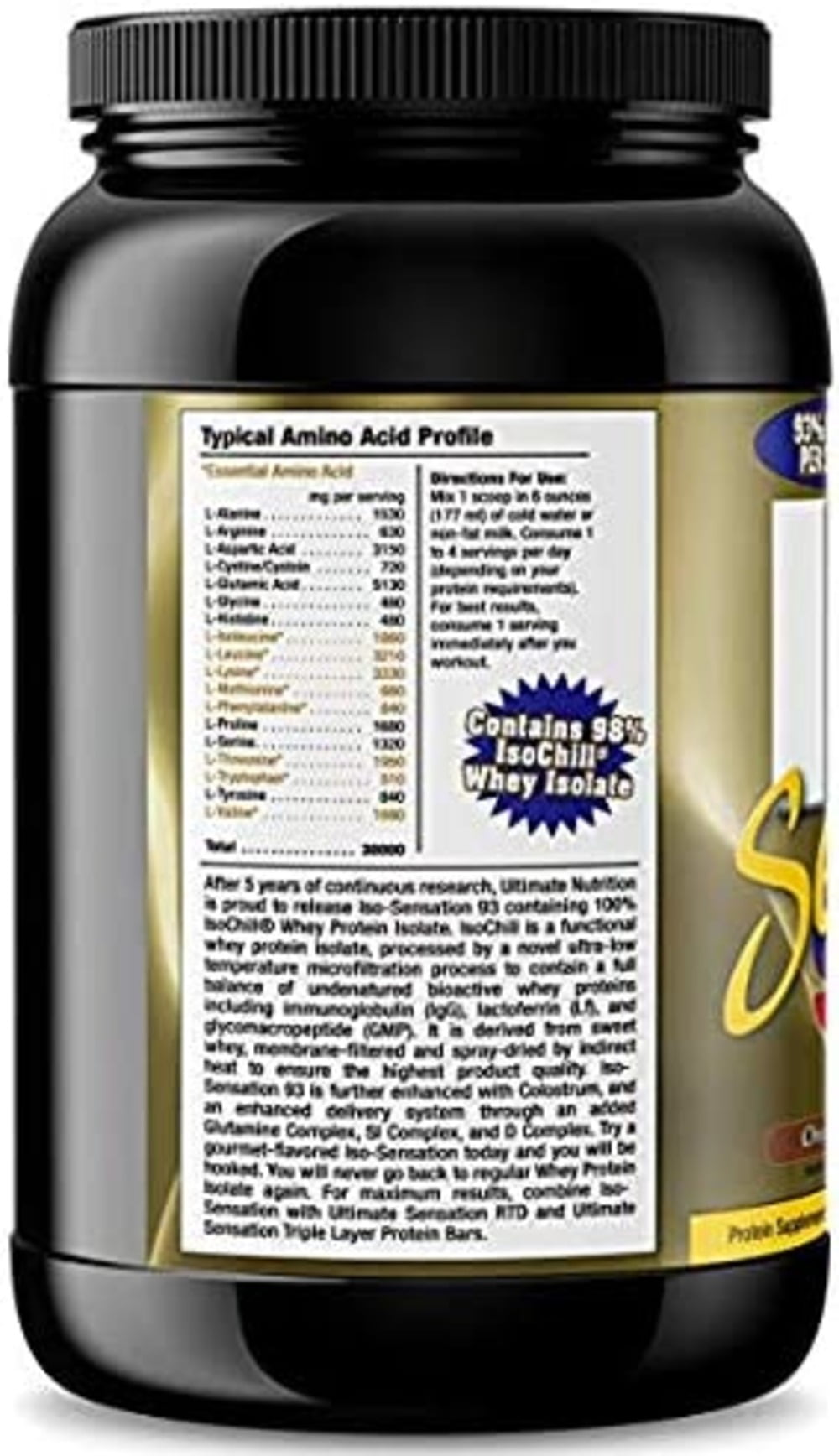 Ultimate Nutrition ISO Sensation 93 Whey Protein Isolate Powder, Vanilla Bean, 2 Pounds