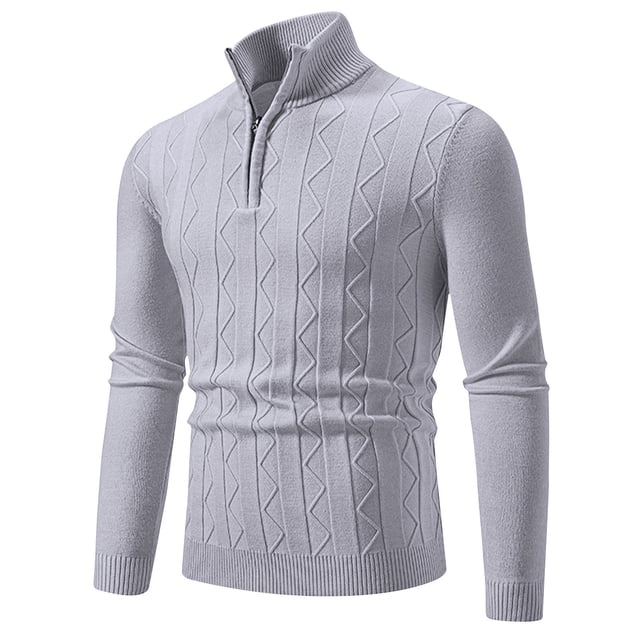 RKSRN Pull pour Hommes Automne Hiver Chaud Mode Décontractée Couleur Unie Design à Fermeture Éclair Col à Manches Longues Pull Doux Ample