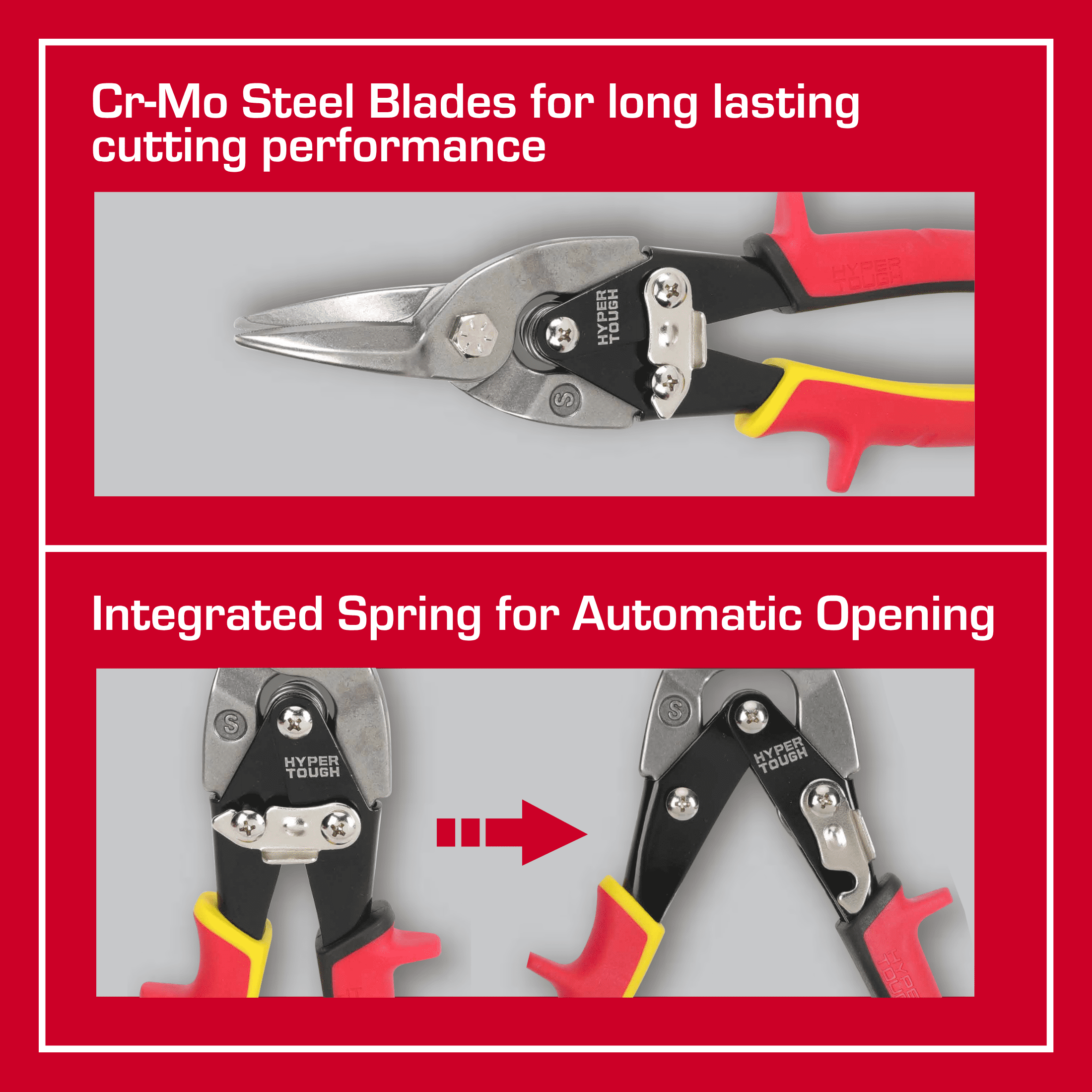 Hyper Tough Straight-Cut Aviation Snips with Cr-Mo Blades