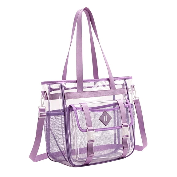 PLHWHYQ Waterproof Dustproof Clear Backpack, Large Capacity Transparent Adult Knapsack with Comfort Shoulder Straps, for School, Work, Stadium and Travel c-Purple One Size