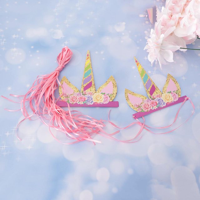 Piezas Cinta Papel Atado Sombrero de Cumpleaños Cinta para El Cabello Princesa Party Costume Accesorios yotijar Tiara de la corona de Unicornio de papel