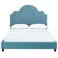 thumbnail image 5 of Modway Primrose Queen Modern Performance Velvet Platform Bed in Sea Blue, 5 of 6