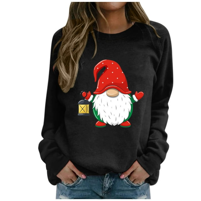 Femmes de Noël Pull Graphique Imprimé Sweatshirt de Mode Veste Mi-Longue Col Rond Hiver Cardigan Long Sleeve Fermeture Chemisier Hoodie Soft Outwear