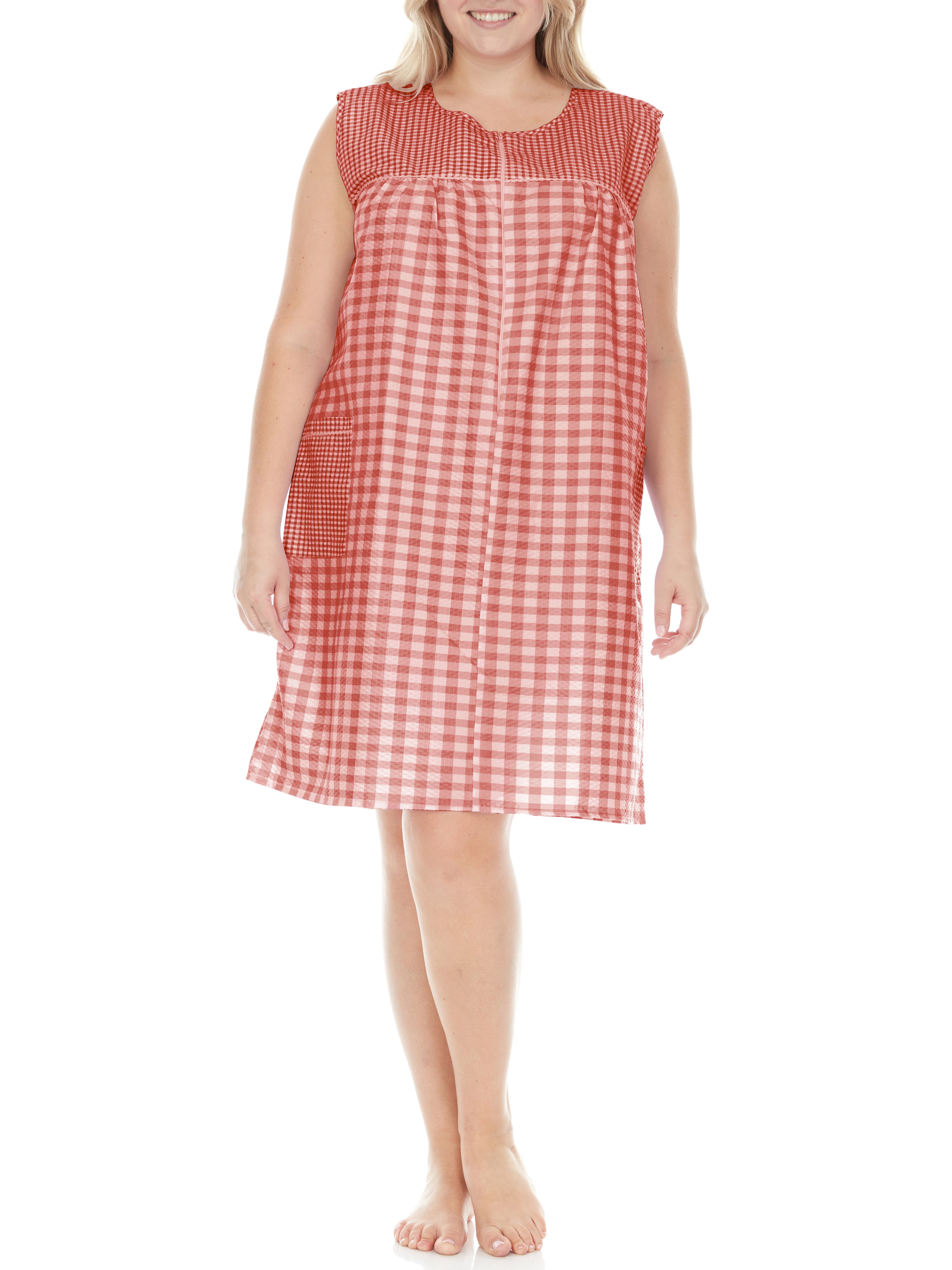 EZI House Dresses for Women with Pockets Moo Moos Gingham House Coat