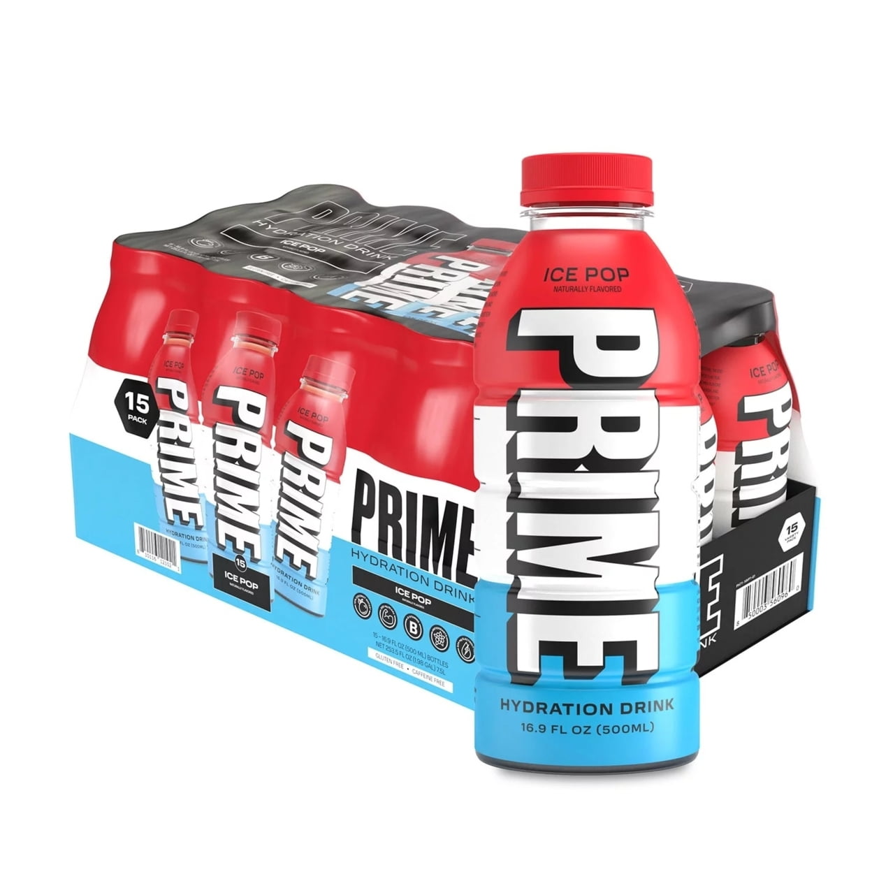 Prime Hydration Drink, Ice Pop, 16.9 Fluid Ounce (Pack of 15)