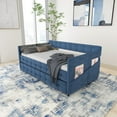 thumbnail image 3 of BLUE UPHOLSTERED TWIN SIZE DAYBED WITH TRUNDLE, VELVET FABRIC, NO BOX SPRING REQUIRED, COMFORTABLE AND SIMPLE DESIGN MODELS, 3 of 10