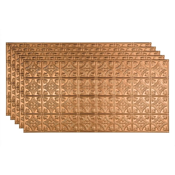 FASÄDE Traditional 1 Decorative Vinyl 2ft x 4ft Glue Up Ceiling Panel in Polished Copper (5 Pack)