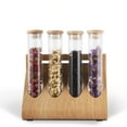 thumbnail image 4 of Uonlytech Wooden Coffee Bean Storage Tubes Clear Glass Bottle Rack Light Brown for Displaying, 4 of 7