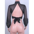 thumbnail image 3 of Femmes Mode Col Rond Manches Longues Dos Nu Tops Chemises Chemisier Neuf, 3 of 4