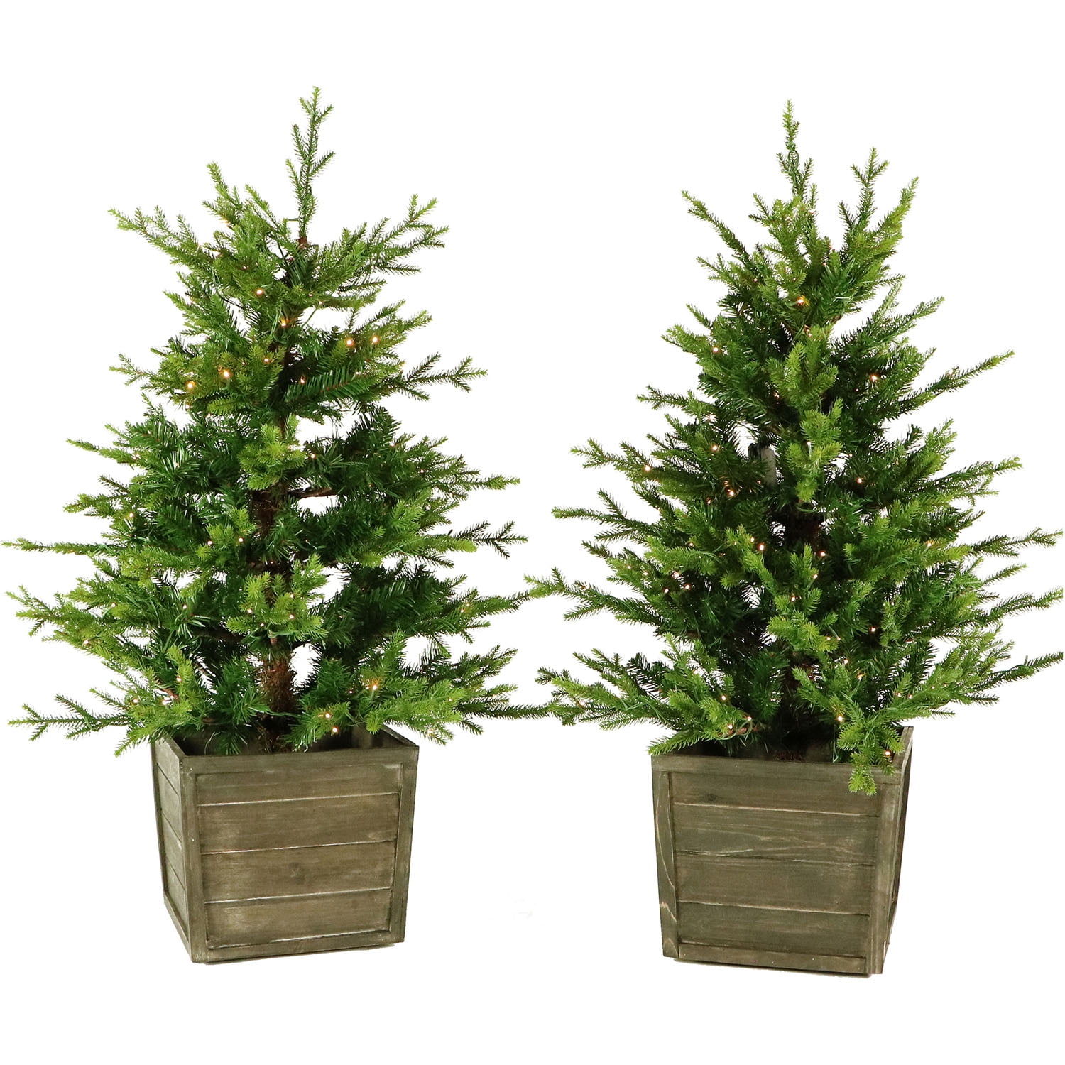 Fraser Hill Farm Set of Two 4Ft. Royal Pine Artificial Potted Trees
