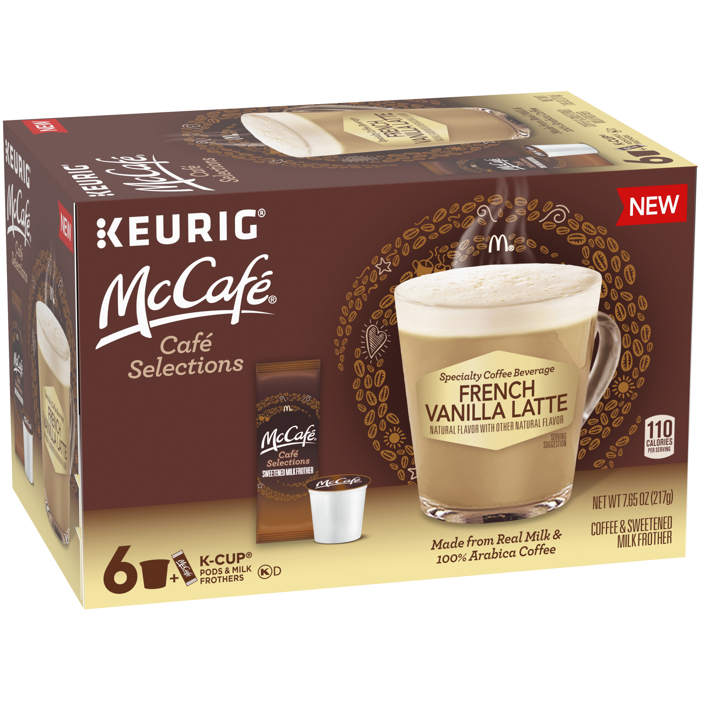 McCafe Cafe Selections French Vanilla Coffee Keurig K Cup Pods & Froth Packets, 6 ct Box