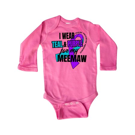 

Inktastic Suicide Prevention I Wear Teal and Purple for My Meemaw Gift Baby Boy or Baby Girl Long Sleeve Bodysuit