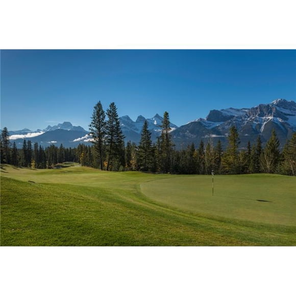 Images PPI166953 Panoramiques Vue du Mont Silvertip Golf Mont Lougheed Trois Sœurs Canmore Alberta Canada Affiche Imprimée, 18 x 24