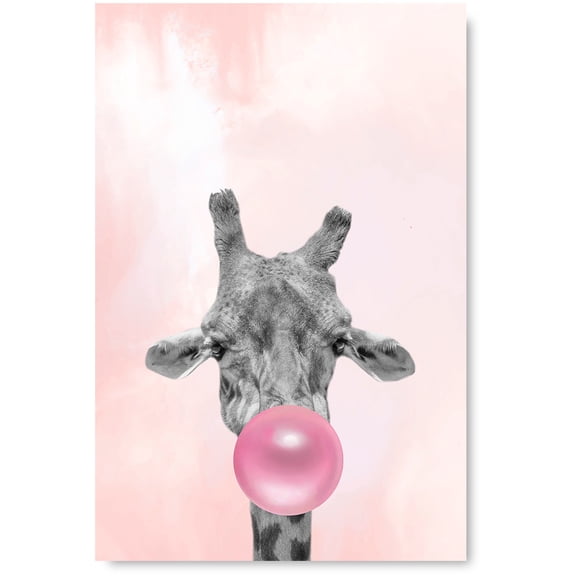 Awkward Styles Funny Bubble Gum Unframed Poster Pink Decor Cute Giraffe Blowing Bubble Gum Poster Art Funny Giraffe Gifts Lovely Giraffe Poster Print Art Giraffe Canvas Birthday Gifts for Kids