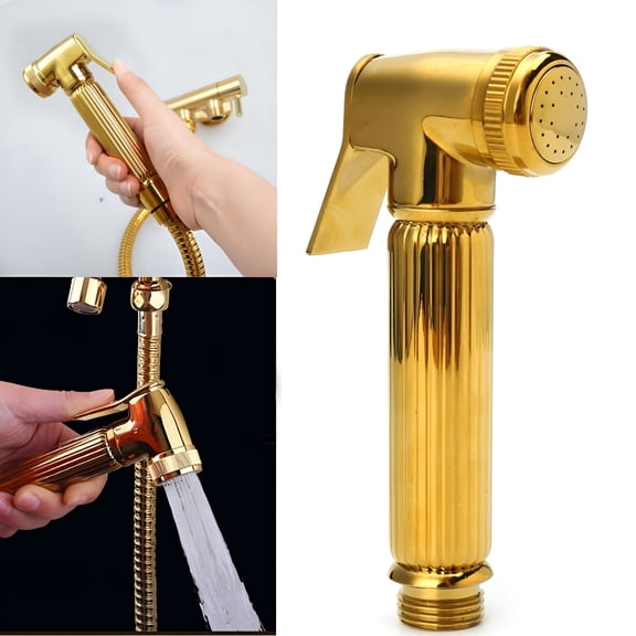 HIBIBUD Gold Brass Bathroom Toilet Handheld Bidet Spray Shower Head Sprayer Kit