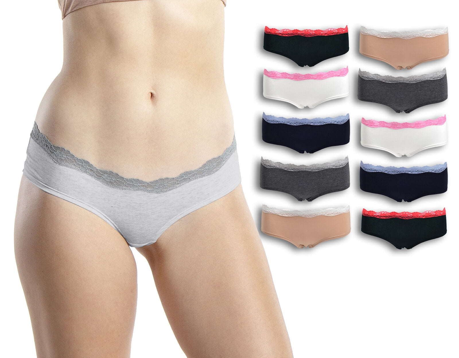 Emprella Womens Underwear Hipster Panties Soft Cotton Hug Fit 10